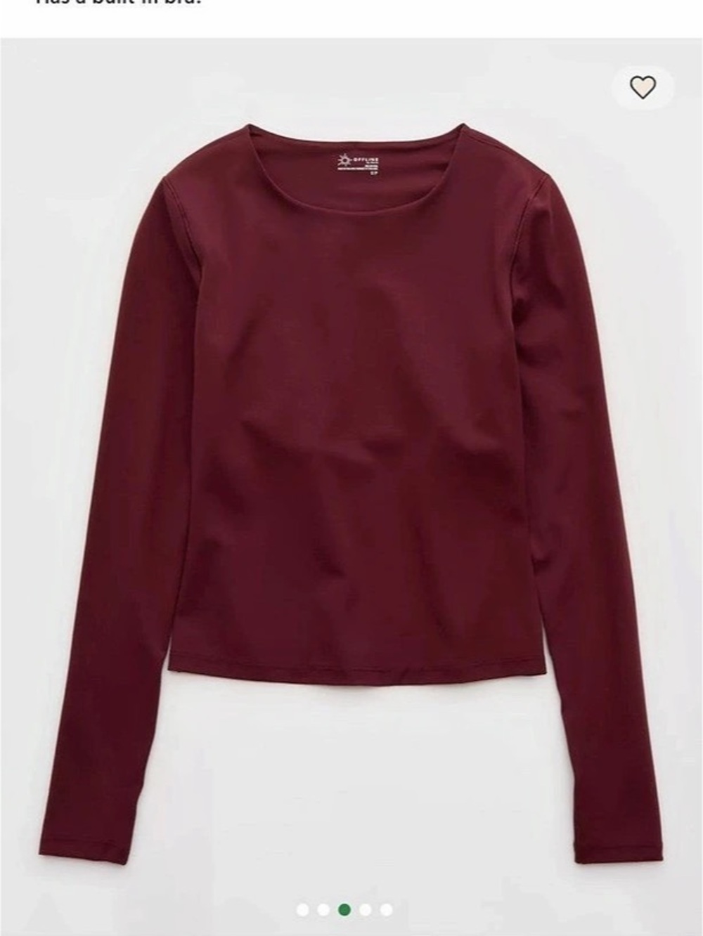 Aerie Real Me Long Sleeve Crewneck T-Shirt Long Sleeve Crewneck Top in Burgundy